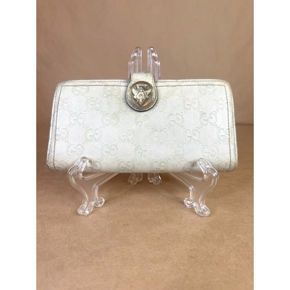 Authentic Vintage Gucci GG Guccissima Leather Long Continental Wallet – Ivory